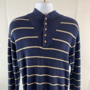 Long Sleeve 1/4 Button Up Wool Sweater Size Medium